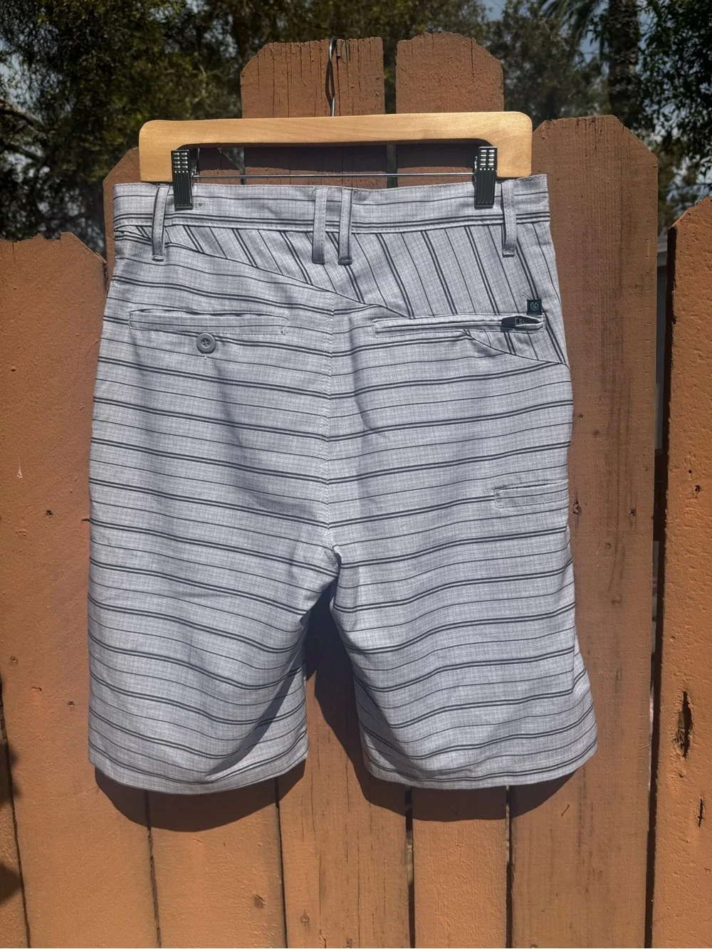 Men's Light Gray Striped Swim Shorts